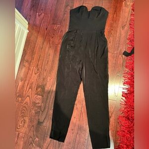 Black strapless corset jumpsuit